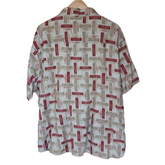 Woolrich All Over Kayaks Print Short Sleeve Button Up Mens Collar Shirt - Picture 2 of 5